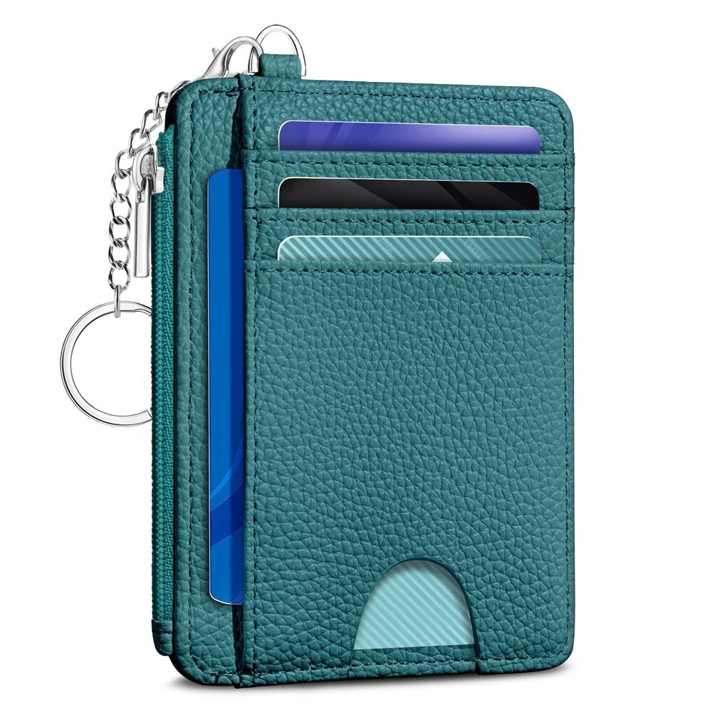 2761 Teal Blue Credit Card Holder Small Wallet , Minimalist Slim RFID
